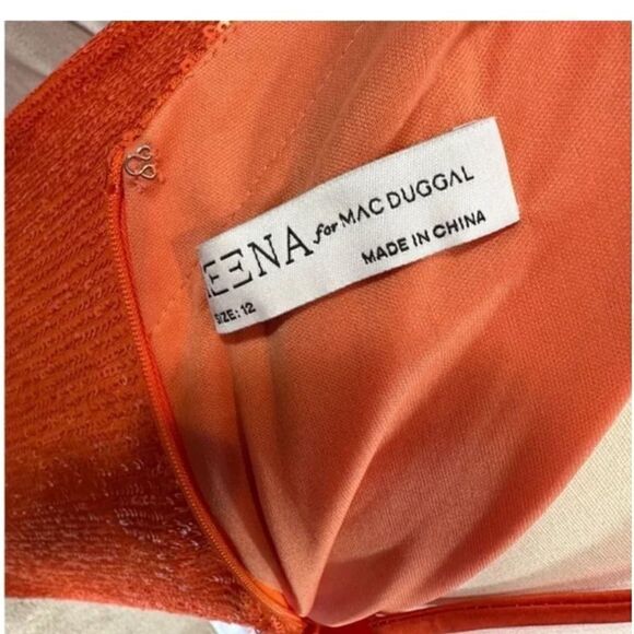 Mac Duggal Orange Sequin Formal Cocktail Halter Gown| Size 12 - Picture 12 of 12